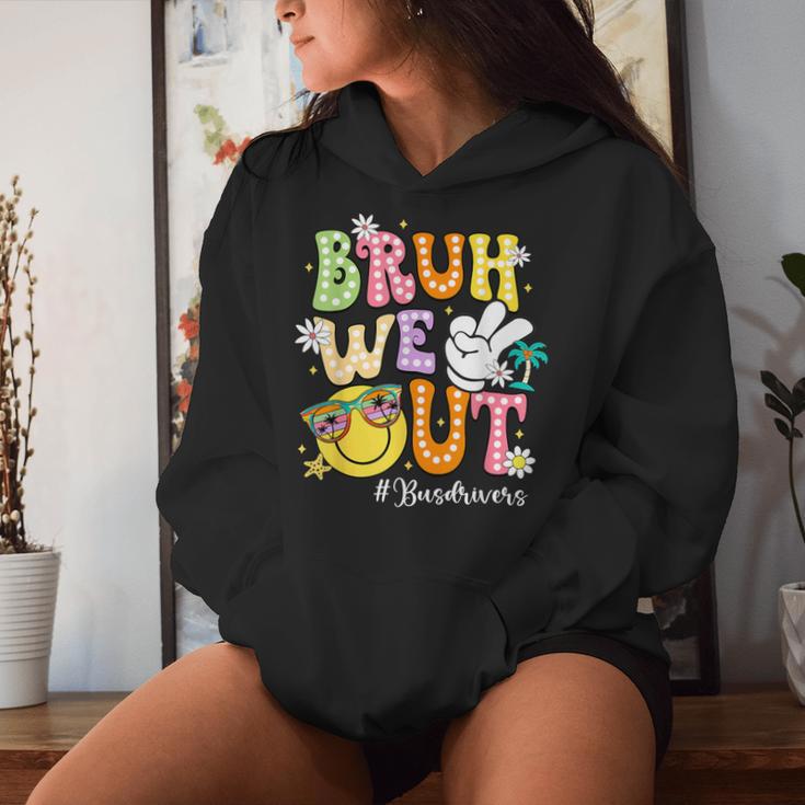 Retro Groovy Bruh We Out Bus Drivers Last Day Of School Women Hoodie Gifts for Her