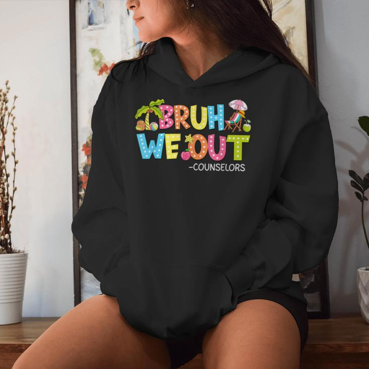 Retro Groovy Bruh We Out Counselors Last Day Of School Women Hoodie Gifts for Her