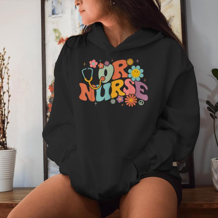 Retro Groovy Or Nursing School Medical Operating Room Nurse Women Hoodie Gifts for Her