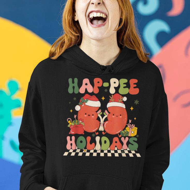 Retro Hap Pee Holidays Christmas Dialysis Nurse Kidney Nurse Women Hoodie Gifts for Her