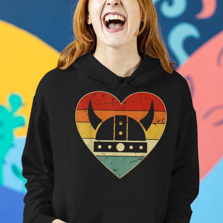 Retro Heart Viking Helmet Viking Valentines Day Women Hoodie Gifts for Her