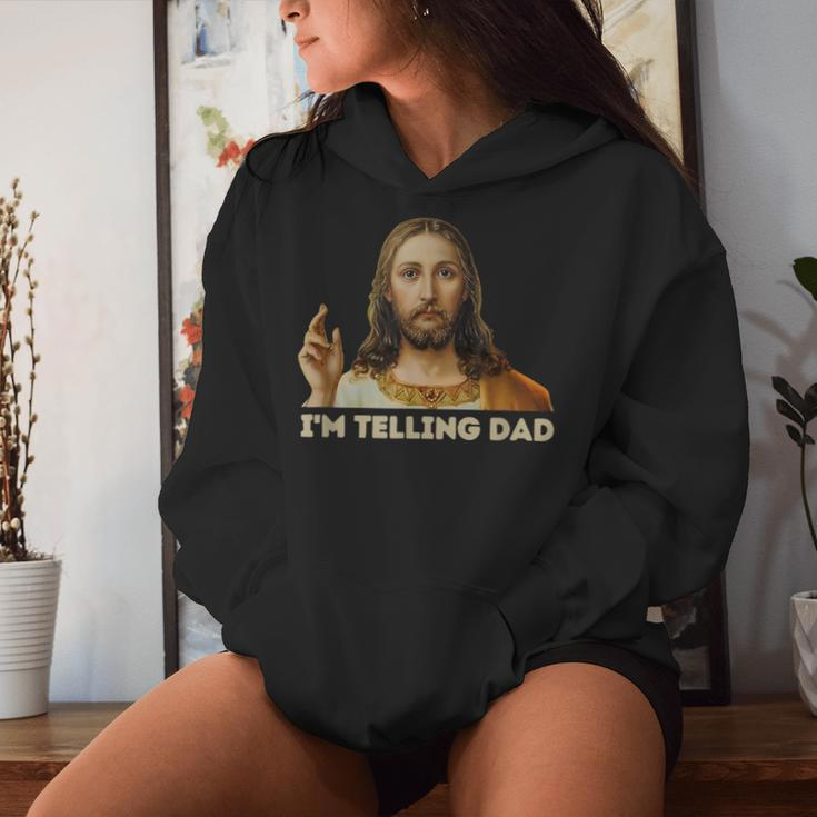 Retro I'm Telling Dad Religious Christian Jesus Women Hoodie Gifts for Her