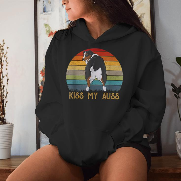 Retro Kiss My Auss Aussie Mom Australian Shepherd Women Hoodie Gifts for Her
