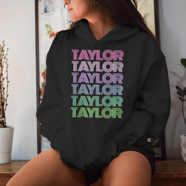 Retro Taylor Girl Boy First Name Personalized Groovy Bday Women Hoodie Gifts for Her