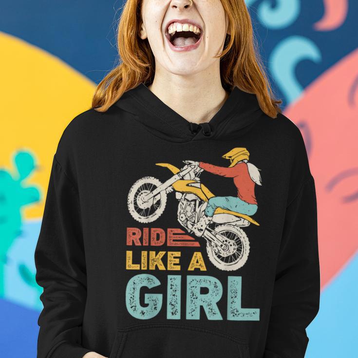 Ride Like A Girl Dirt Bike Rider Motocross Enduro Vintage Women Hoodie Gifts for Her