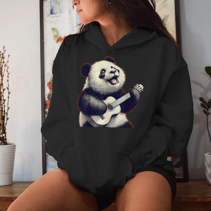 Riesen Panda Spielt Gitarre Lustige Rockmusik Gitarre Panda Kapuzenpullover für Damen Geschenke für Sie