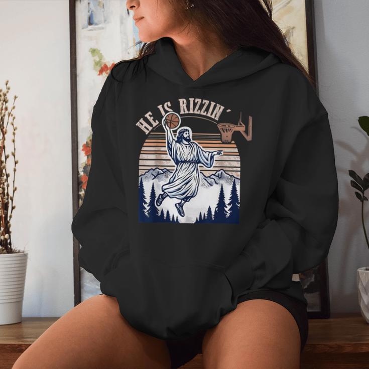 He Is Risen-Rizzin' Easter Jesus Christian Faith Basketball Women Hoodie Gifts for Her