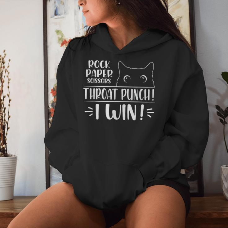 Rock Paper Scissors Throat Punch Cat Lover Cat Mom Cat Dad Women Hoodie Gifts for Her