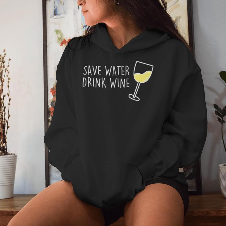 Save Water Drink Wine Spar Water Drinking Wine Am Pm Wine Fun Kapuzenpullover für Damen Geschenke für Sie