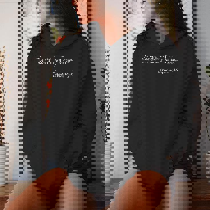 Saved By Grace Ephesians Scripture Christian Bible Verse Women Hoodie Gifts for Her