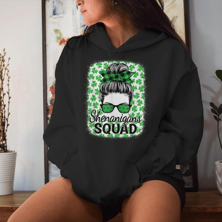 Shenanigans Squad St Patrick's Day Girls Messy Bun Women Hoodie Gifts for Her