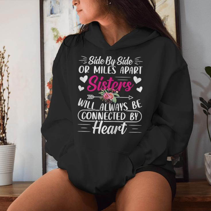 Side By Side Or Miles Apart Sisters Women Hoodie Gifts for Her