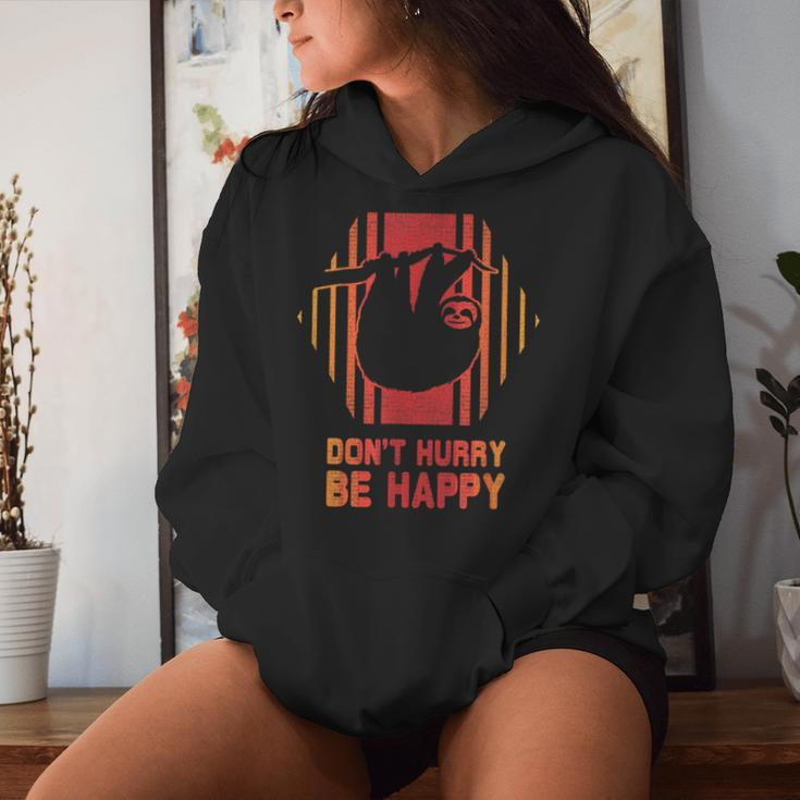 Sloth Don't Hurry Be Happy Retro Vintage 80S Style Women Hoodie Gifts for Her