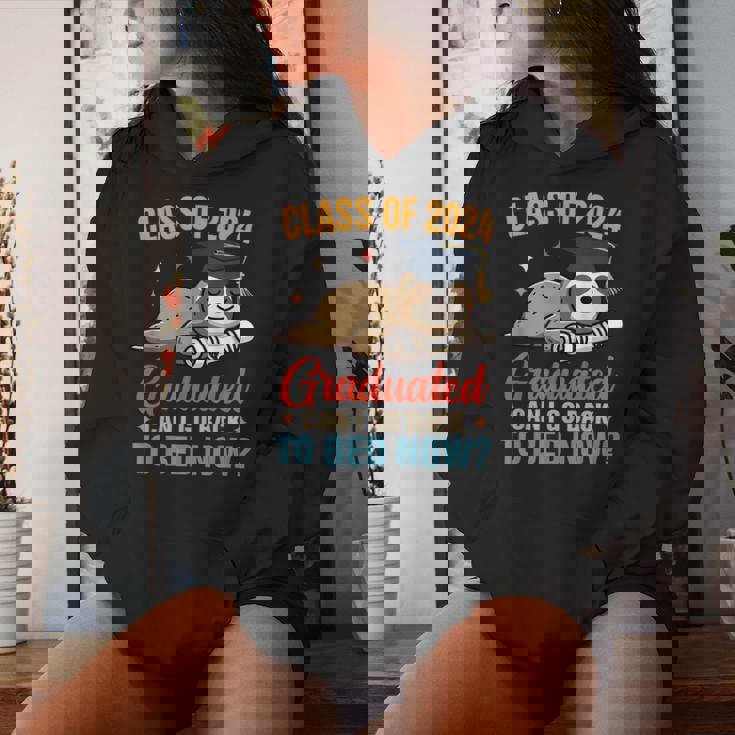 Sloth Graduation Class Of 2024 Graduated Can Go Back To Bed Women Hoodie Gifts for Her