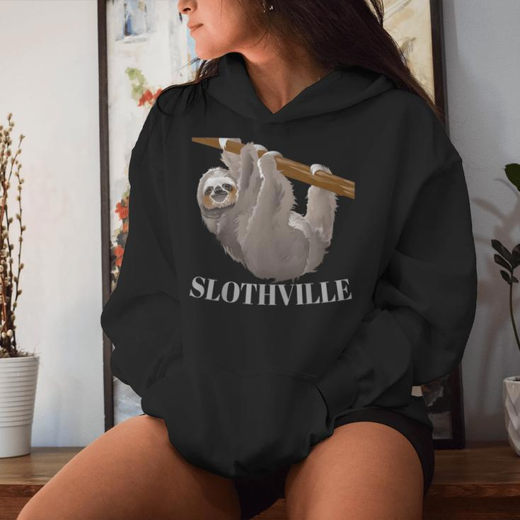 Slothville Sloth Animal Lover Women Hoodie Gifts for Her