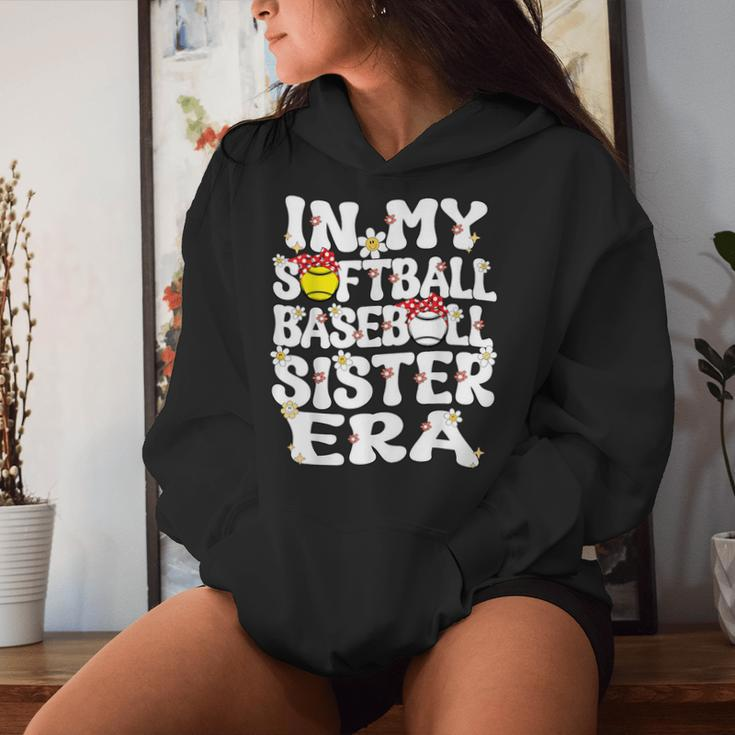 In My Softball Baseball Sister Era Baseball Softball Sister Women Hoodie Gifts for Her