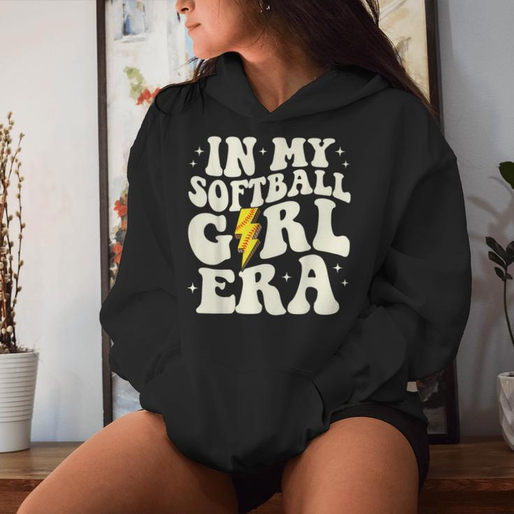 In My Softball Girl Era Retro Groovy Softball Girl Women Hoodie Gifts for Her