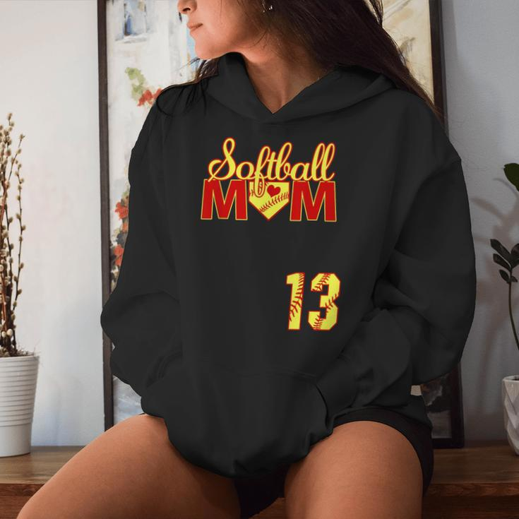 Softball Mom Mother's Day 13 Fastpitch Jersey Number 13 Women Hoodie Gifts for Her