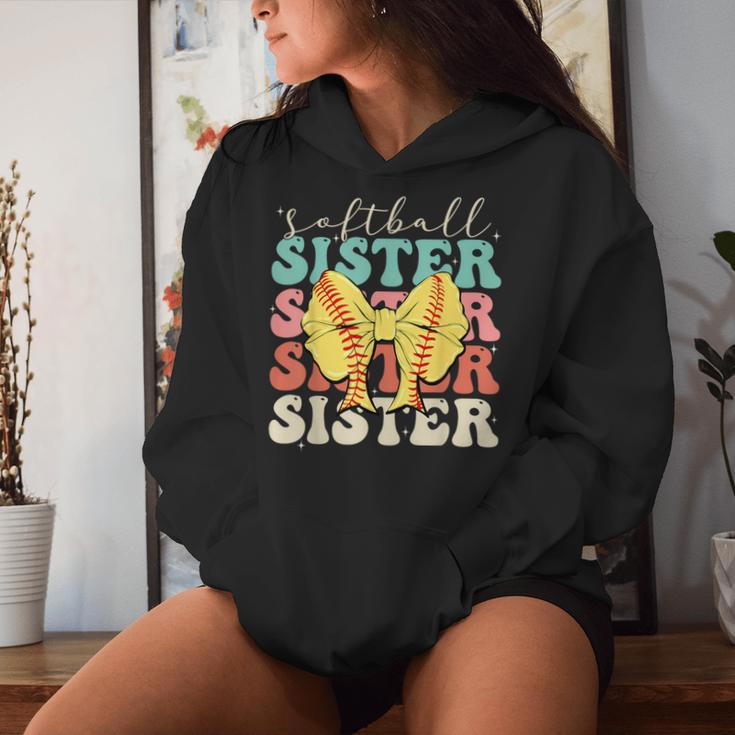 Softball Sister Vintage Sport Lover Sister Mothers Da Women Hoodie Gifts for Her