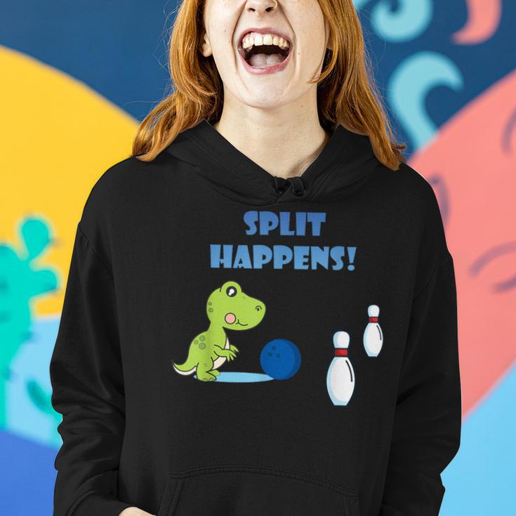 Split Happens Dino Trex T-Rex Bowling Bowler Fun Women Hoodie Gifts for Her