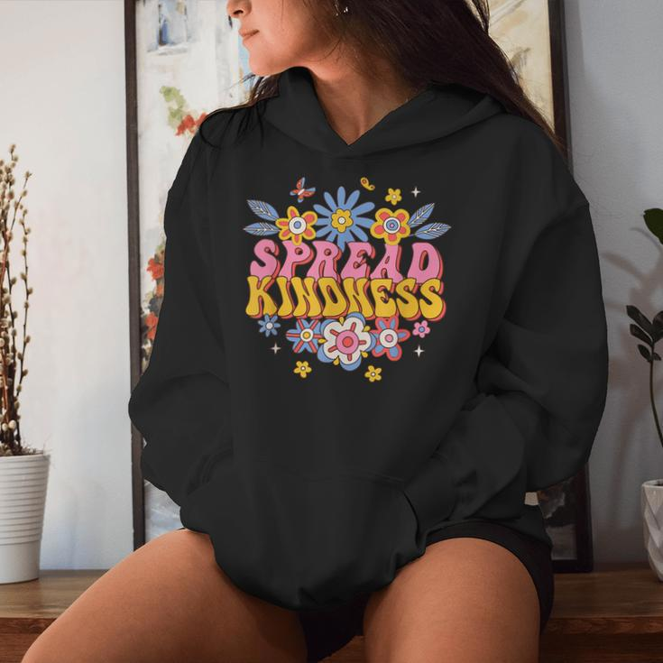 Spread Kindness Groovy Hippie Flowers Anti-Bullying Kind Women Hoodie Gifts for Her