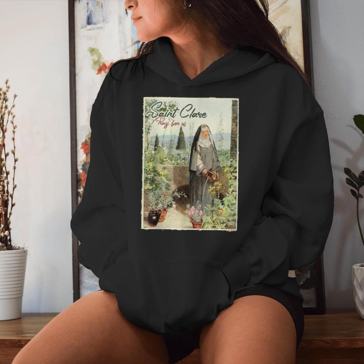 St Clare Of Assisi Italian Catholic Saint Light Women Hoodie Gifts for Her