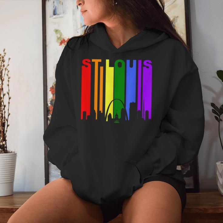 St Louis Missouri Lgbtq Gay Pride Rainbow Skyline Women Hoodie Gifts for Her