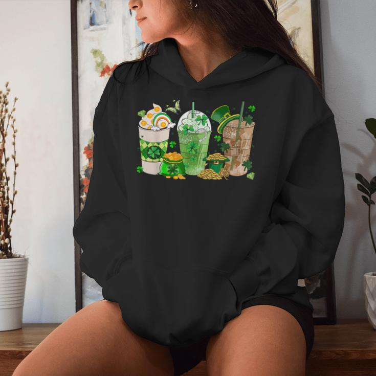 St Patrick's Day Ice Coffee Lover Irish Latte Lucky Coffee Women Hoodie Gifts for Her