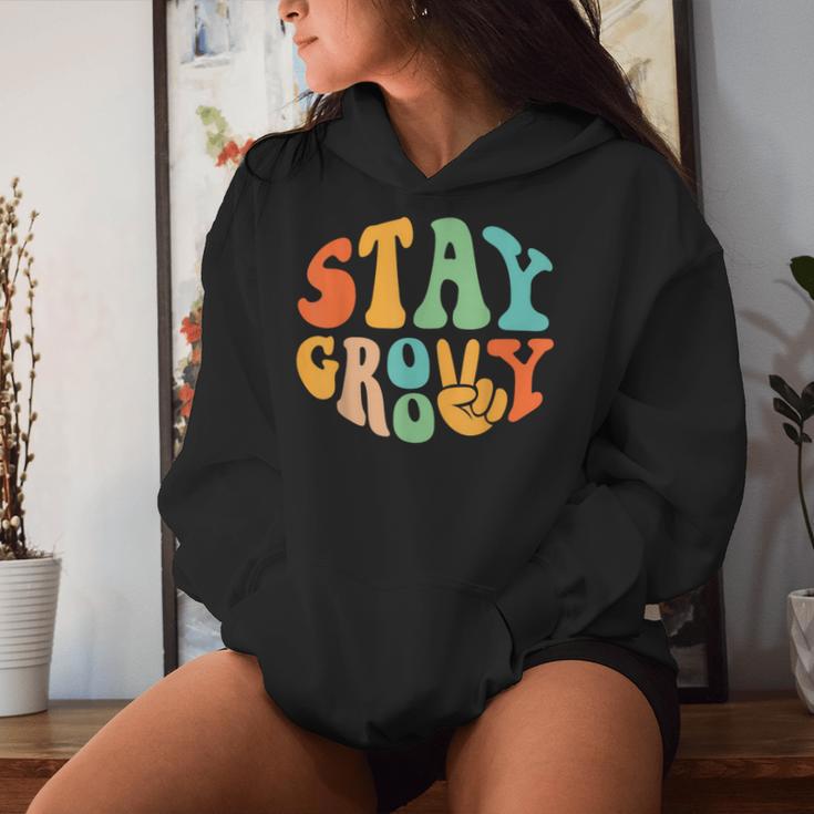 Stay Groovy Hippie Peace Sign Retro 60S 70S Women Women Hoodie Gifts for Her