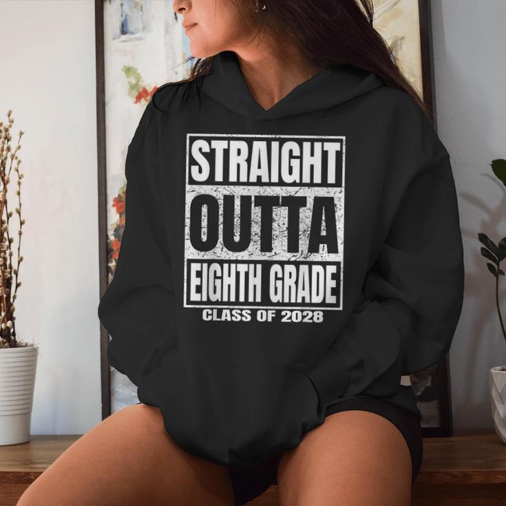 Straight Outta Eighth Grade Graduation Class 2028 8Th Grade Women Hoodie Gifts for Her