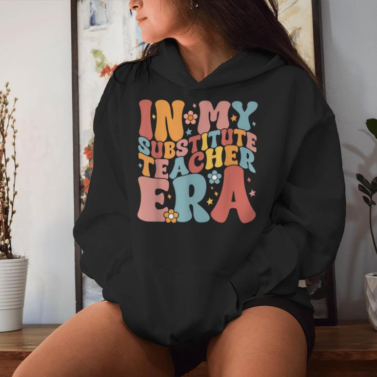 In My Substitute Teacher Era Retro Groovy Back To School Women Hoodie Gifts for Her