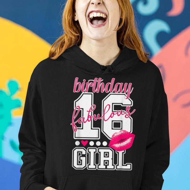 Sweet 16 16Th Birthday Fabulous Girl Pink Kiss Lips Women Hoodie Gifts for Her