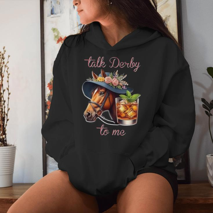 Talk Derby To Me Horse Racing Bourbon Derby Day Women Hoodie Gifts for Her