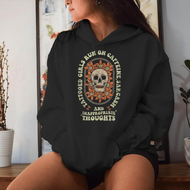 Tattooed Girls Run On Caffeine Sarcasm And Thoughts Vintage Women Hoodie Gifts for Her