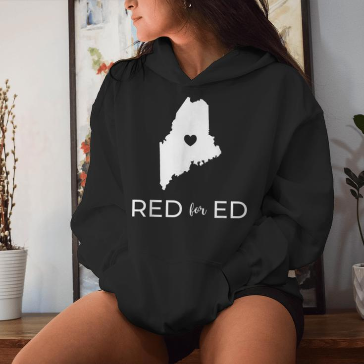 Teacher Red For Ed Maine Public Education Women Hoodie Gifts for Her