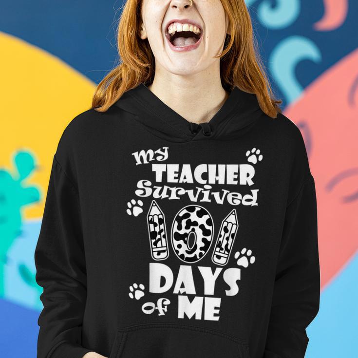 My Teacher Survived 101 Days Of Me School Dalmatian Dog Women Hoodie Gifts for Her