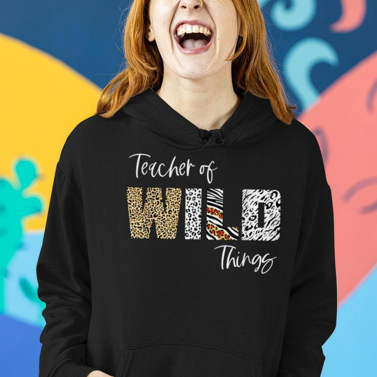 Teacher Of The Wild Things Leopard Print Teacher Women Hoodie Gifts for Her