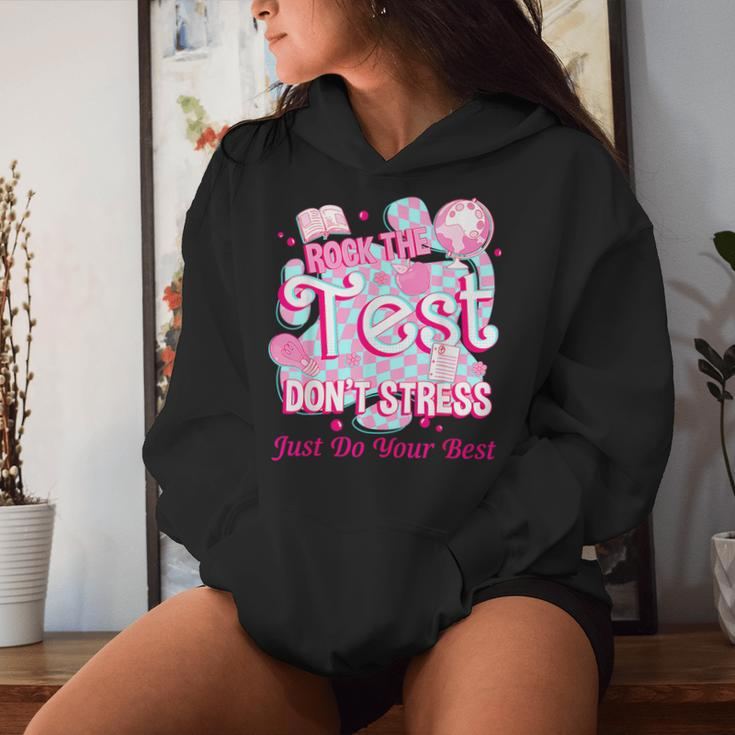 Testing Day Rock The Test Motivational For Teacher Student Women Hoodie Gifts for Her