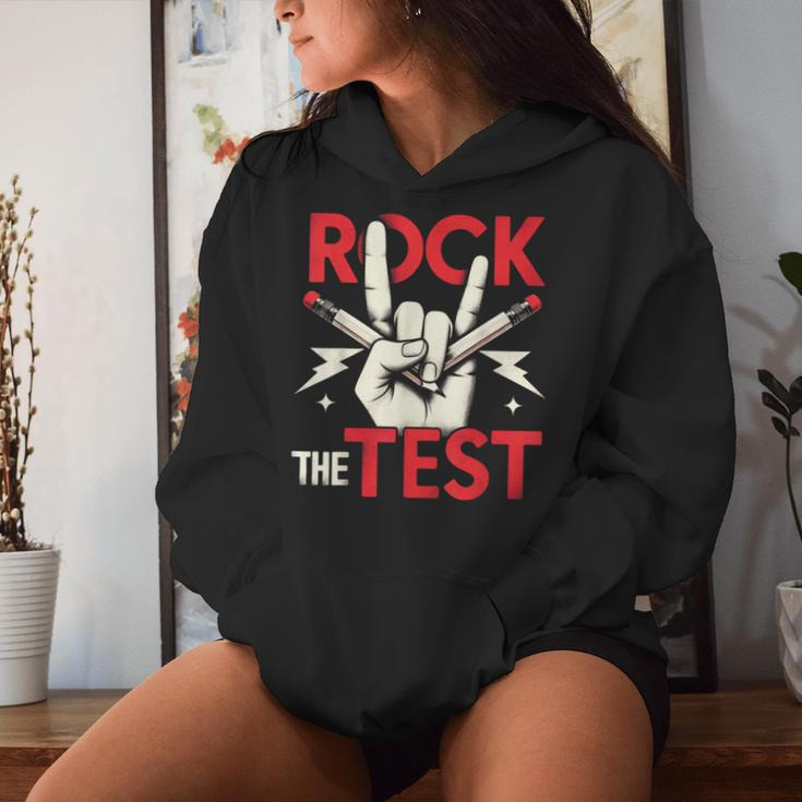 Testing Day Rock The Test Rock Music Teacher Student Women Hoodie Gifts for Her
