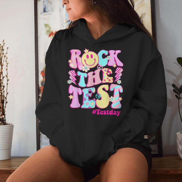 Testing Day Teacher Student Motivational Rock The Test Women Hoodie Gifts for Her