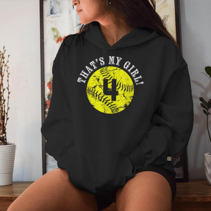 That's My Girl 4 Softball Player Mom Or Dad Women Hoodie Gifts for Her