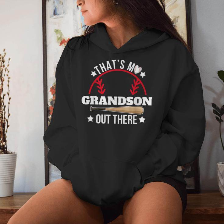 That's My Grandson Out There Baseball Grandma Grandpa's Day Women Hoodie Gifts for Her