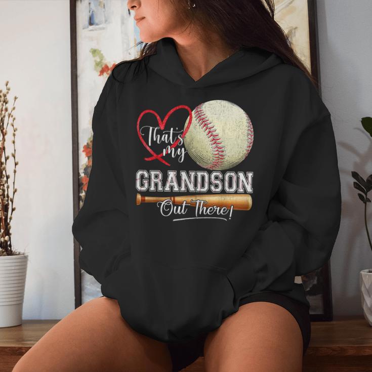 That's My Grandson Out There Baseball Grandma Mother's Day Women Hoodie Gifts for Her