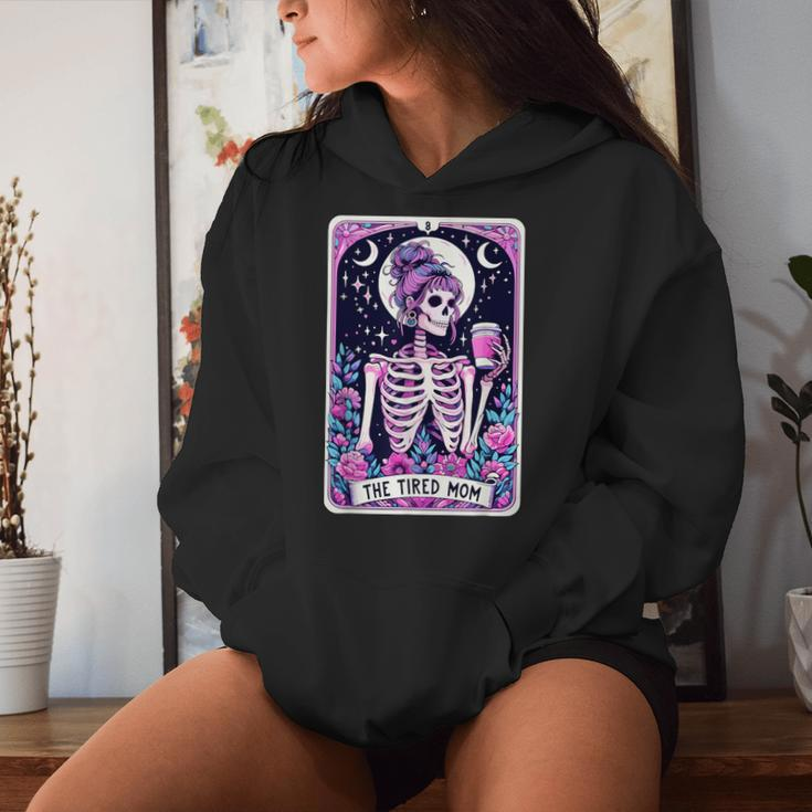 The Tired Mom Tarot Card Witchy Floral Skeleton Women Hoodie Gifts for Her