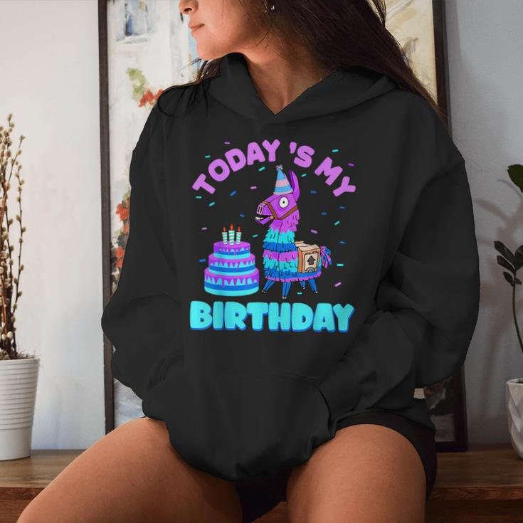 Todays My Birthday Llama Birthday Party Decorations Boys Kid Women Hoodie Gifts for Her