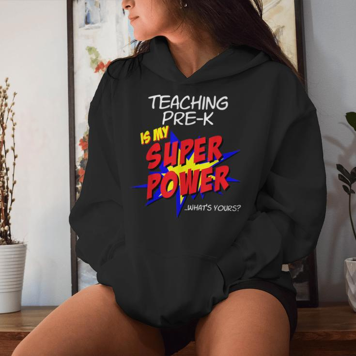 Trendy Pre-K School Teacher Superhero Superpower Comic Book Women Hoodie Gifts for Her