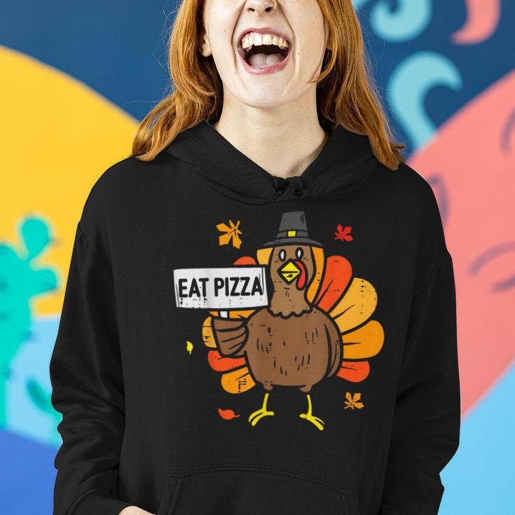 Turkey Eat Pizza Thanksgiving Party Kid Women Hoodie Gifts for Her