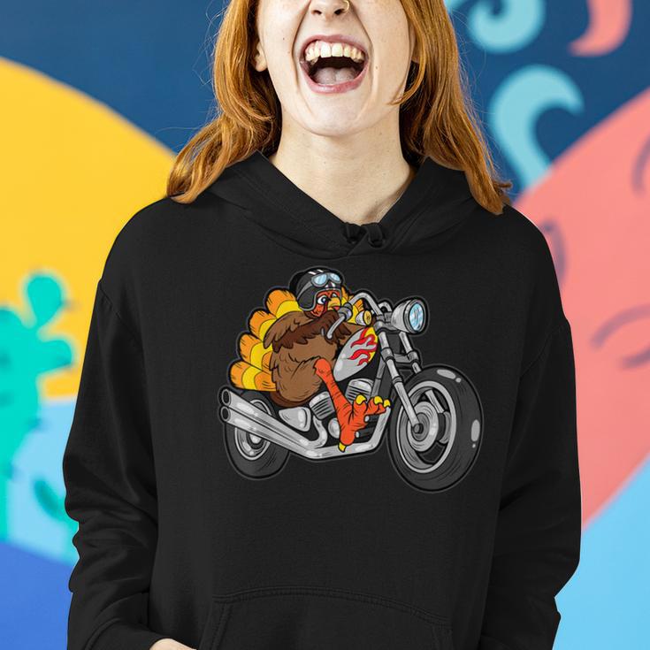 Turkey Riding Motorcycle Thanksgiving Day Cool Fall Autumn Women Hoodie Gifts for Her