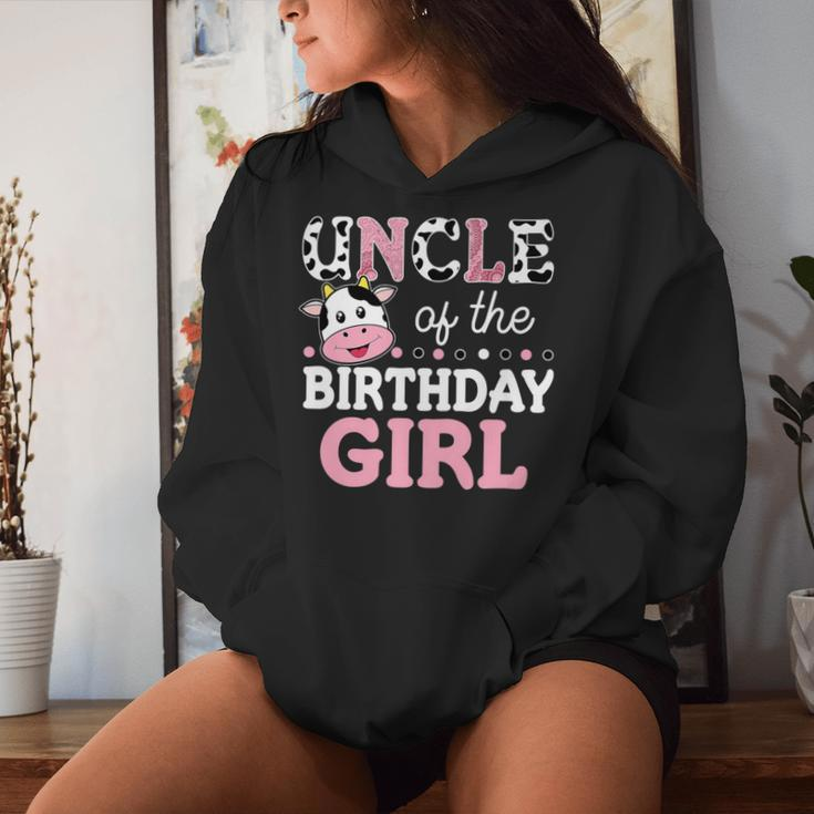 Uncle Of The Birthday Girl Farm Cow Daddy Papa 1St Women Hoodie Gifts for Her