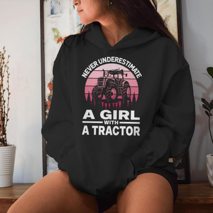 Never Underestimate A Girl With A Tractor Farmer Women Hoodie Gifts for Her